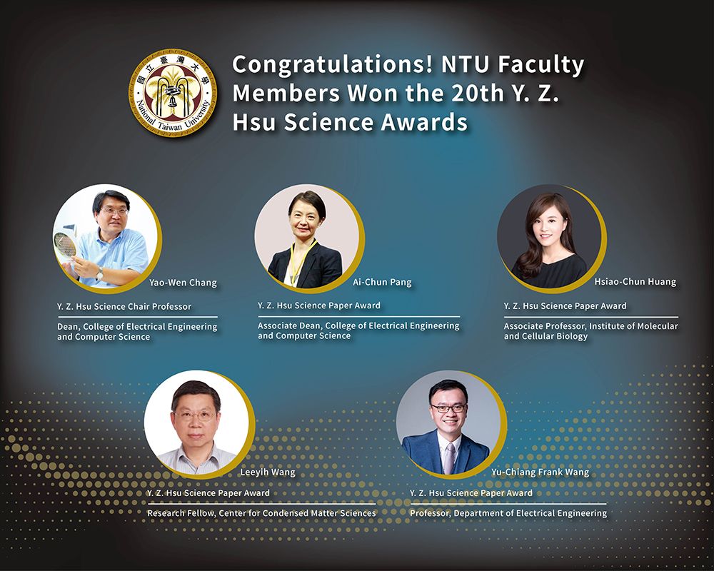 Five NTU Faculty Members Won the 20th Y. Z. Hsu Science Awards-封面圖